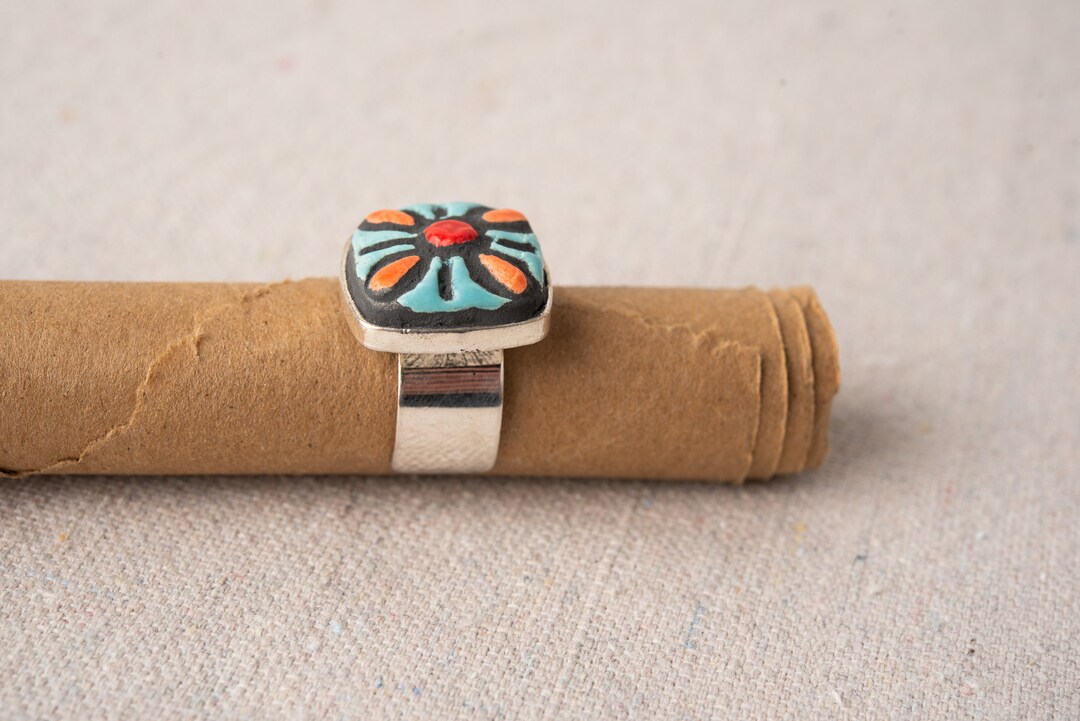 Adjustable Handmade Ceramic Tile Ring - MADE to ORDER - Bold Blossom - Etsy