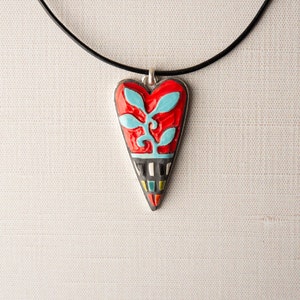 Heart Necklace (choose from 9 pendant patterns) in Gift Pouch, Ceramic - MADE to ORDER
