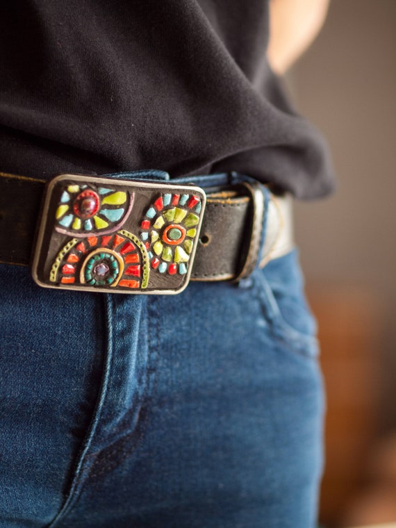 Mid Century Modern Belt Buckle, Handmade Ceramic, Optional  display picture 2