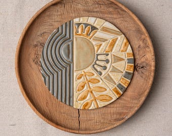 Ceramic Wall Art, Handmade Tile: Longest Day