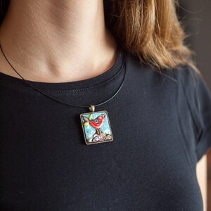 Pendant Necklace with Red Bird, Ceramic Pendant Necklace for Women, MADE to ORDER image 7