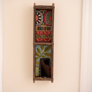 Shelf with Ceramic and Mosaic Art Framed in Vintage Indian Brick Mold MADE TO ORDER by Romy and Clare image 5