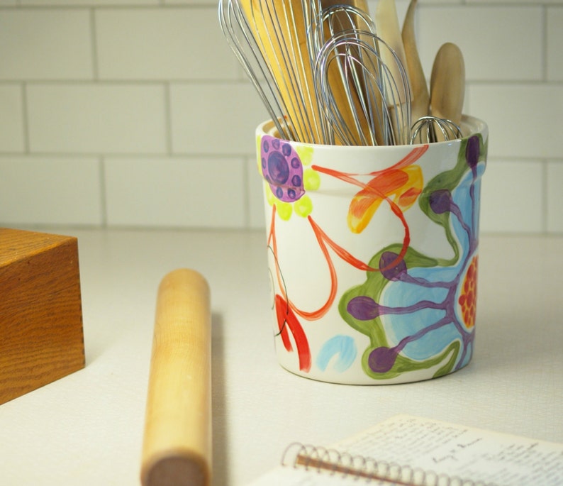Utensil Crock Kitchen Utensil Holder Extra Large Utensil Etsy