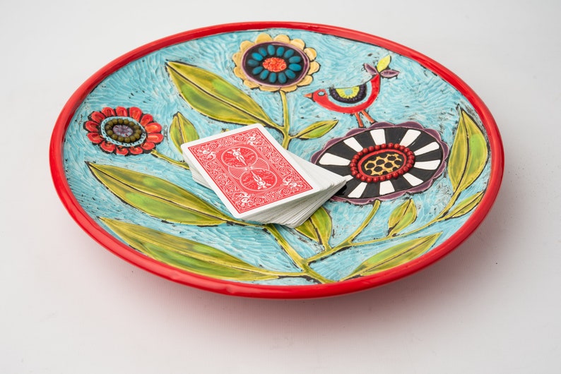 Decorative Bowl Stoneware Ceramic and Semiprecious Stone Mosaic READY to SHIP by Romy and Clare Wake Up Call image 6