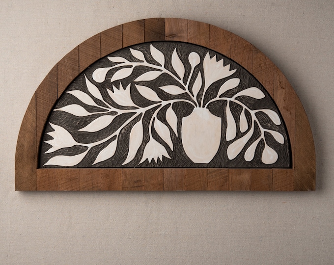 Featured listing image: Silhouette Wall Art, Arched Ceramic Wall Art, Halfmoon - MADE to ORDER -  Reclaimed Vintage Frame