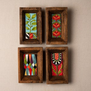 Ceramic Wall Sculpture (one - choose from four) Handmade Tiles Framed, Ceramic Wall Sculpture - MADE to ORDER - Rectangle Dough Bowl