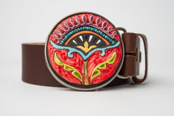 Flower Belt Buckle MADE to ORDER Ceramic Belt Buckle for  display picture 1