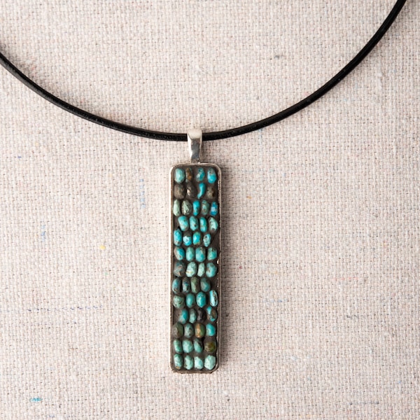 Turquoise Pendant Necklace for Women in Gift Pouch - MADE to ORDER - Mosaic Necklace