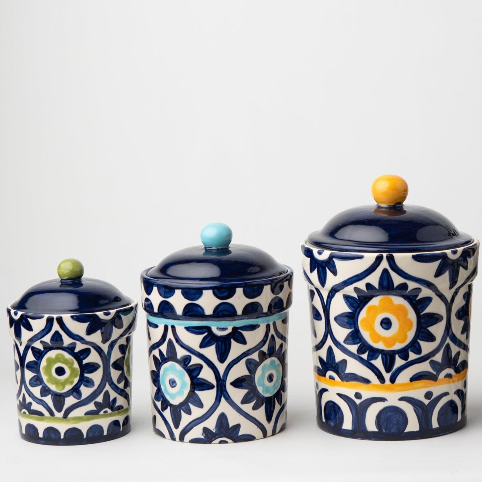 Blue and White Ceramic Kitchen Canister Set Rhapsody Etsy