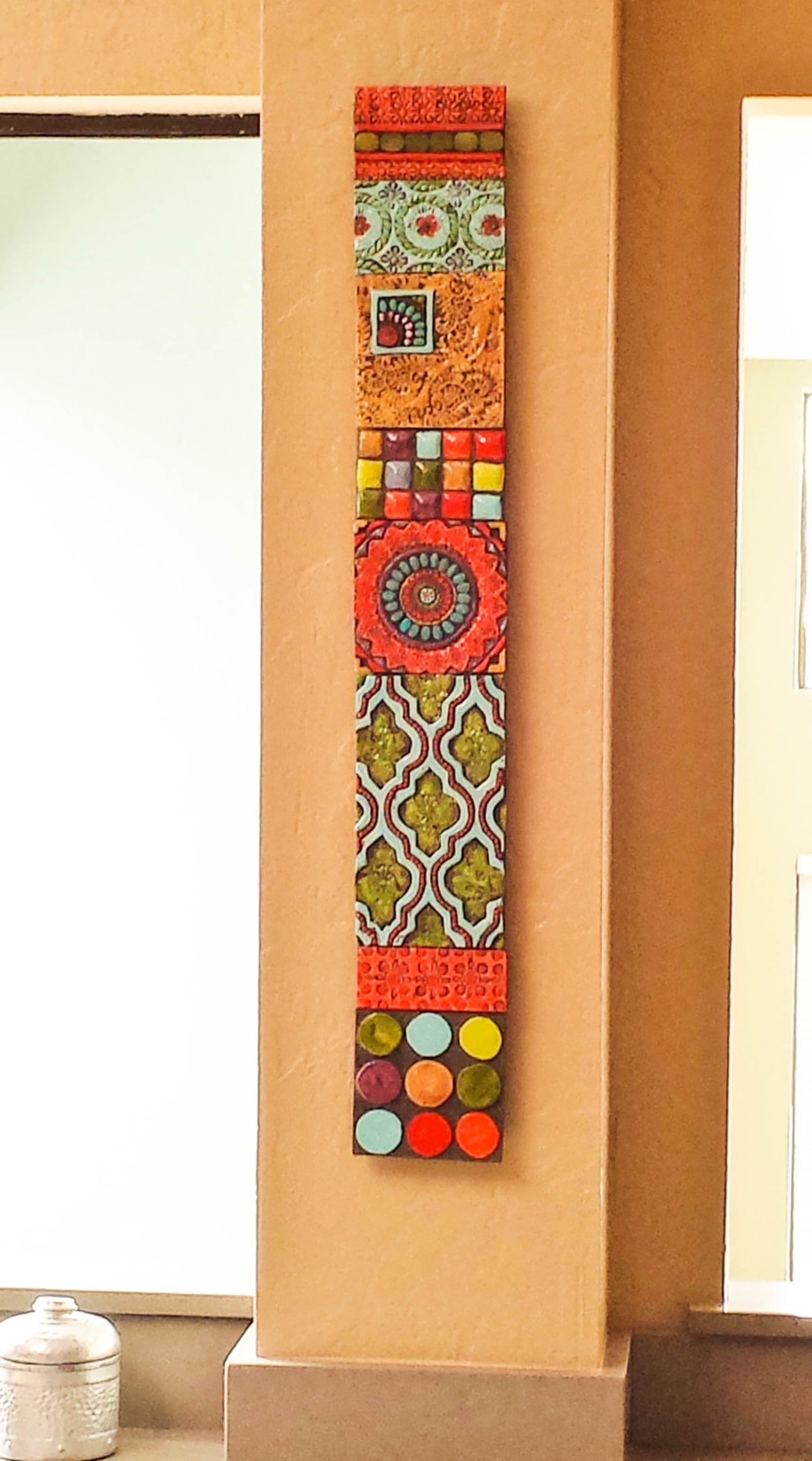 Tile Wall Art Vertical Wall Decor Narrow Wall Art Ceramic | Etsy