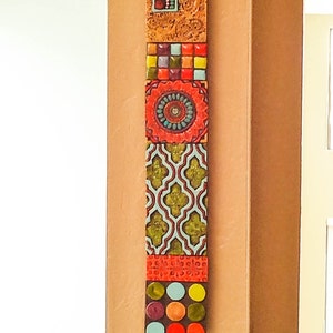 Boho Decor, Narrow Art, Mosaic Wall Art, Ceramic Wall Art Stick Mini Tile Mounted Wall Art, MADE to ORDER image 5