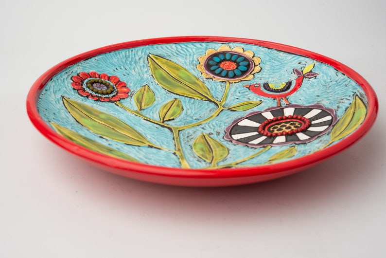 Decorative Bowl Stoneware Ceramic and Semiprecious Stone Mosaic READY to SHIP by Romy and Clare Wake Up Call image 3