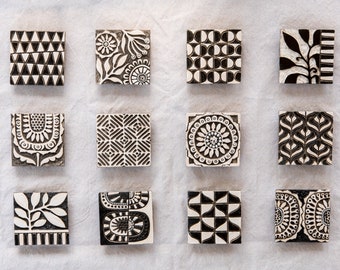 Large Ceramic Wall Sculpture Set of 12 Squares Mounted Wall Art Set - Black and White Modern Motifs - MADE to ORDER by Romy and Clare