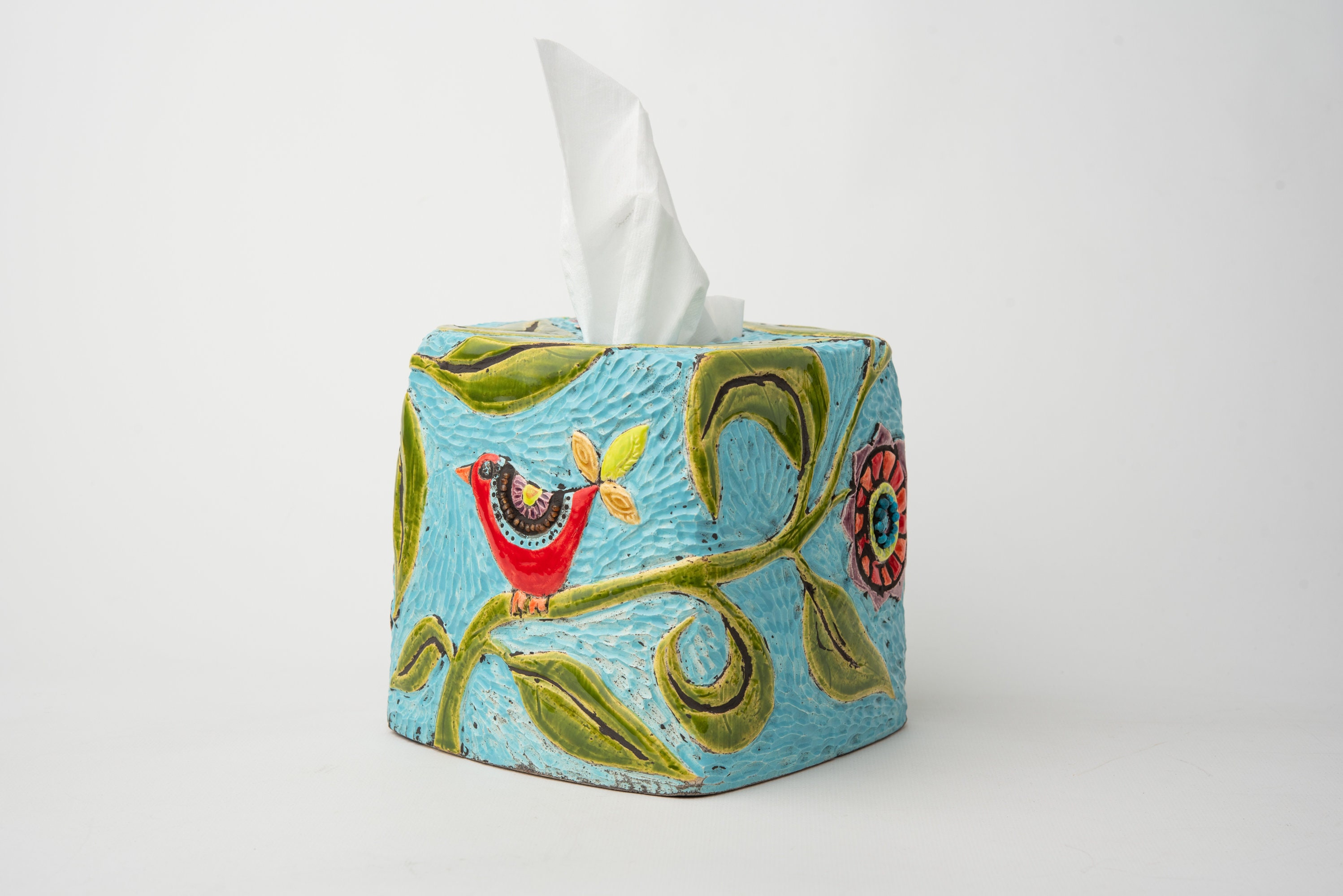 Creative Ceramic Tissue Box Cover Bowknot Relief Home Living Room