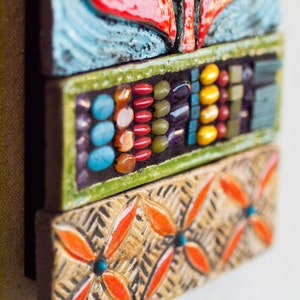 Boho Decor, Narrow Art, Mosaic Wall Art, Ceramic Wall Art Stick Mini Tile Mounted Wall Art, MADE to ORDER image 2