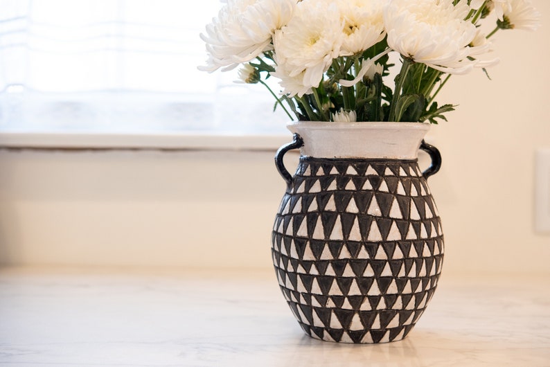 Large Vase  Handcarved Stoneware Ceramic Vase  Black and image 1