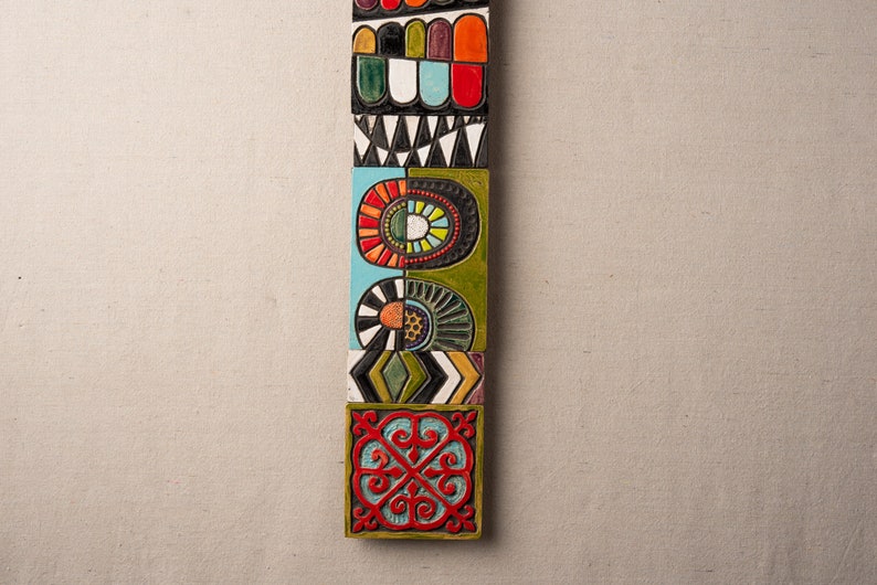 Narrow Vertical Wall Art, Ceramic and Mosaic Wall Art - Stick Ceramic Tile Mounted Wall Art - MADE to ORDER image 5