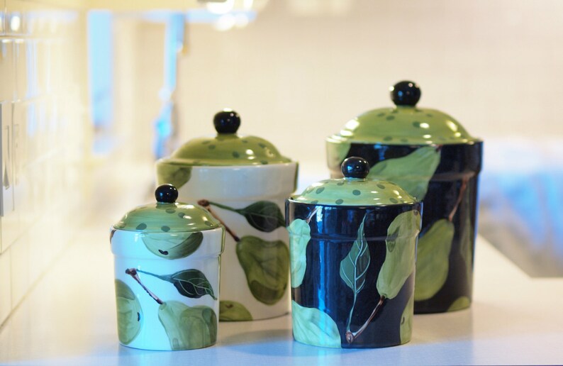 Kitchen Canisters Ceramic Canisters Flour And Sugar Canisters Etsy
