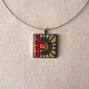 Good Vibes Pendant Necklace for Women, includes Gift Pouch, Ceramic Tile Necklace - Square Pendant Necklace -  MADE to ORDER