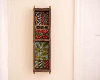 Shelf with Ceramic and Mosaic Art Framed in Vintage Indian Brick Mold - MADE TO ORDER by Romy and Clare