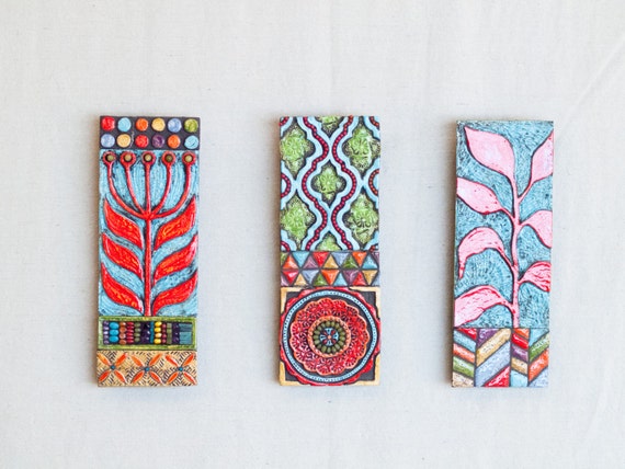 Mosaic Wall Art Set - Botanical Ceramic Tiles, Boho Decor (MADE to ORDER)