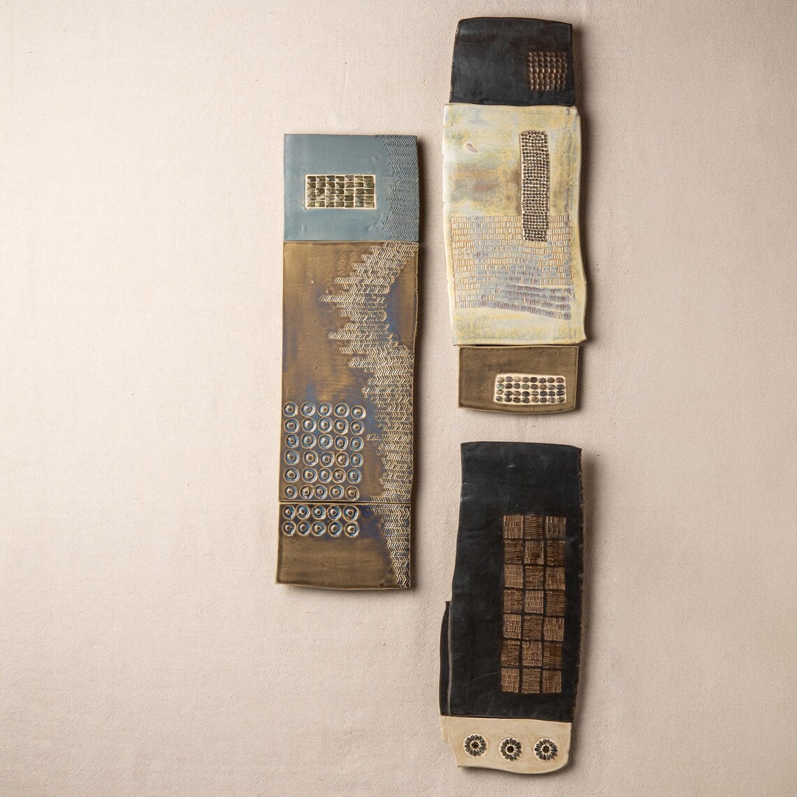 View of Textured Ceramic Wall Art: Abstract Mosaic Stoneware (MADE to ORDER ...