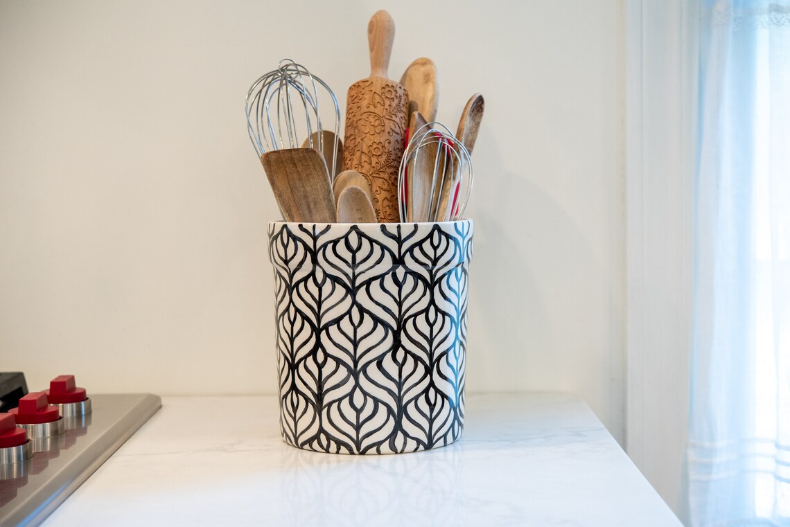 Utensil Holder Ceramic MADE to ORDER Extra Large Black & Etsy