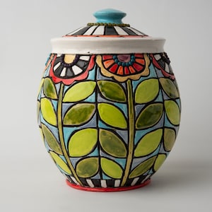 Kitchen Canister one choose from two Stoneware Ceramic and Mosaic Jar MADE to ORDER by Romy and Clare Tiffany's View-right