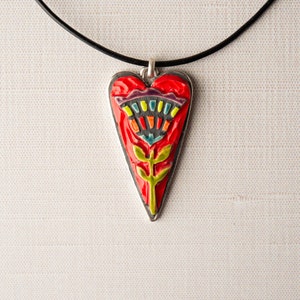 Heart Necklace (choose from 9 pendant patterns) in Gift Pouch, Ceramic - MADE to ORDER
