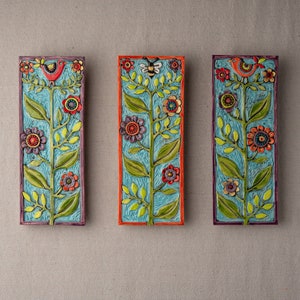Nature Lover Ceramic and Mosaic Wall Art - Stick Mini - MADE to ORDER - Mounted Original Wall Art by Romy and Clare