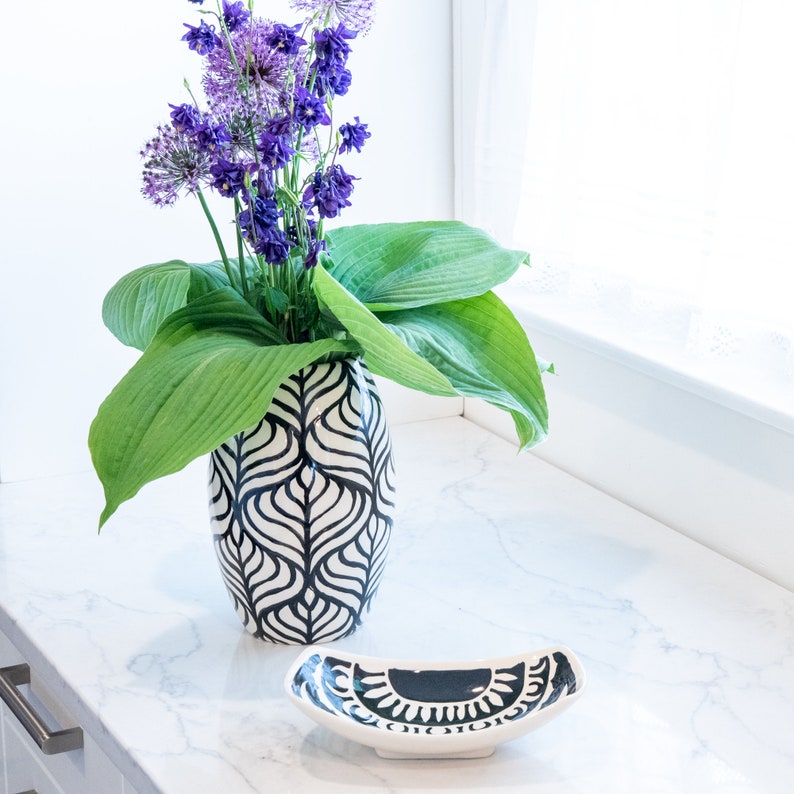 Ceramic Flower Vase Colorful Tall Oval Blossom Trio MADE Etsy