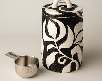 Medium Kitchen Canister (choose size/color) - Stoneware Ceramic Jar with Lid - MADE to ORDER by Romy and C