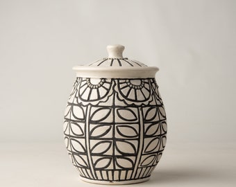 Kitchen Canister - Stoneware Ceramic and Mosaic Jar - READY to SHIP by Romy and Clare
