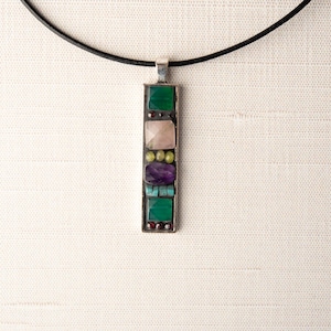Simple Necklace in Gift Pouch, READY to SHIP Mosaic Pendant Necklace