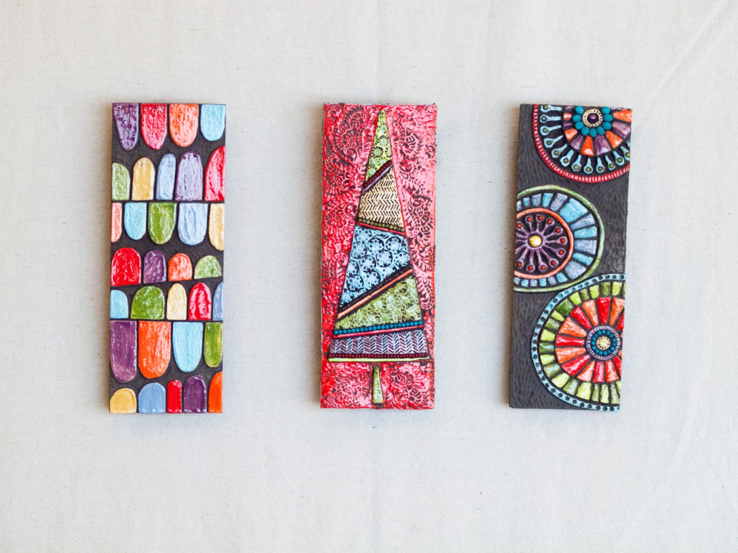 Mid Century Modern Wall Art Set of 3 Ceramic Mosaic Art Etsy 日本