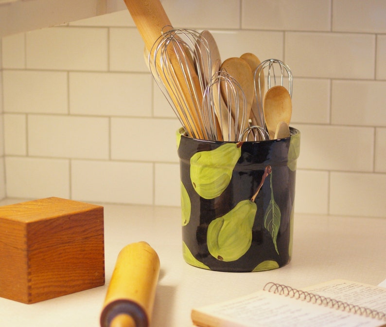 Utensil Crock Kitchen Utensil Holder Extra Large Utensil Etsy