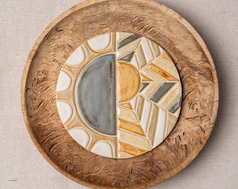 Ceramic Wall Art, Handmade Tile: Winter Solstice