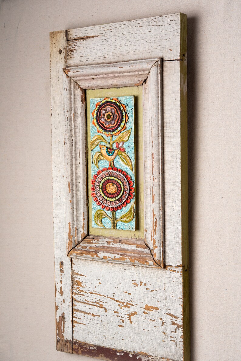 Farmhouse Door Panel No. 2 Vintage Door Panel with Ceramic Etsy