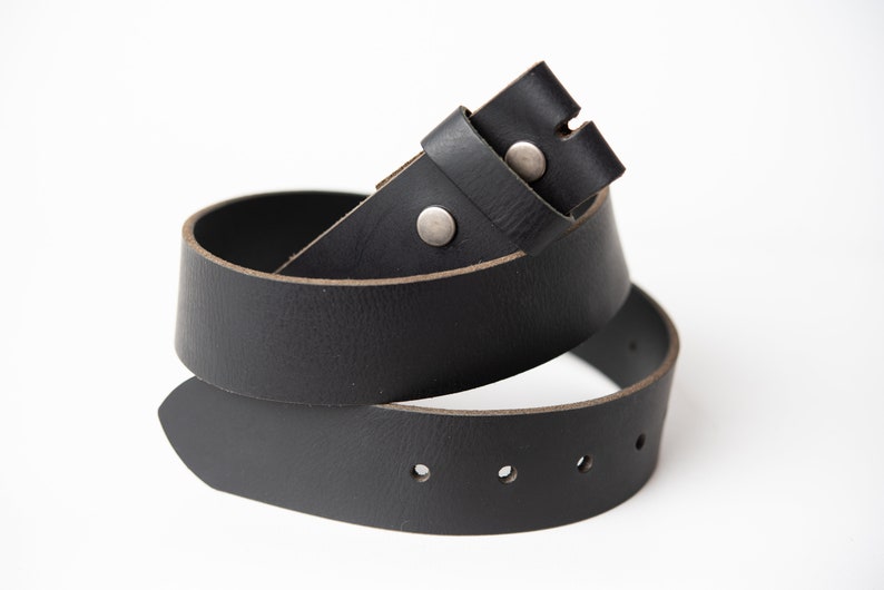 Leather Snap Belt BLACK Leather Belt Strap for Buckle 1.5 Etsy