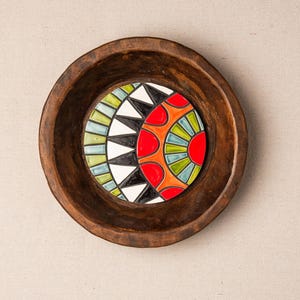 Handmade Ceramic Wall Art, Framed, 12 inch (MADE to ORDER) Mid Mod Burst