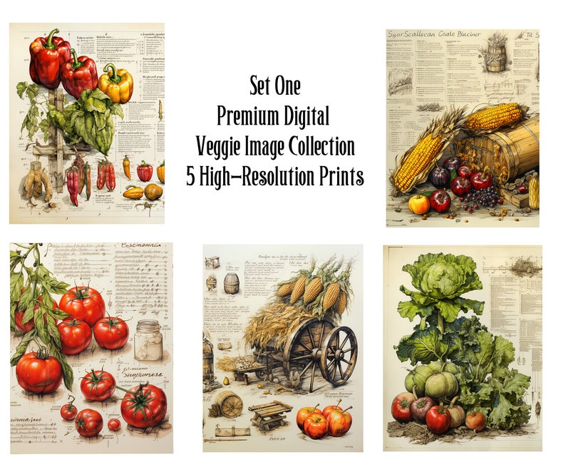 Premium Digital Veggie Image Collection 5 High-Resolution Prints image 1