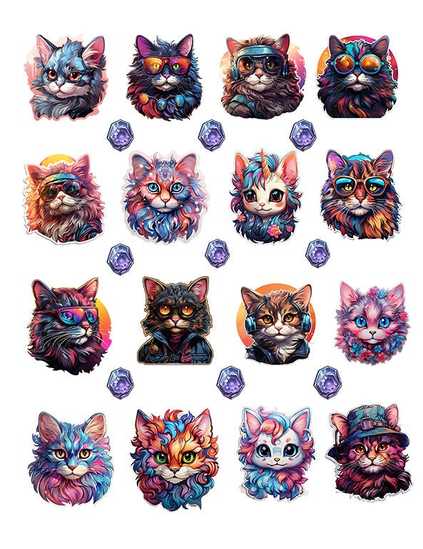Cat: Printable High-resolution PNG Digital Image Set for Planners ...