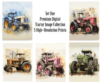 Premium Digital tractor Image Collection - 5 High-Resolution Prints (18x24 inches, 300 DPI) - Perfect for Home Decor and Art Projects