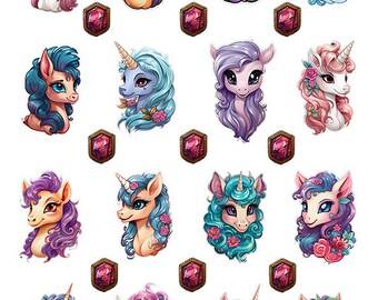 Pony: Printable high resolution PNG Digital Image Set for Planners, Journals, and Crafts