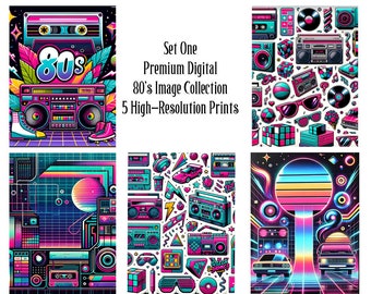 80s: Printable high-resolution PNG Digital Image Set for Planners, Journals, and Crafts