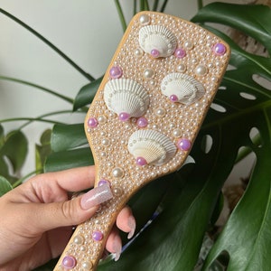 Bamboo Mermaid Seashell Hairbrush Decoration: Scalp Massaging, Handmade ...