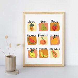 Fruit of the Spirit, Retro Christian Wall Art, Scripture Poster, Bible Art Print-Digital Print Set of 1