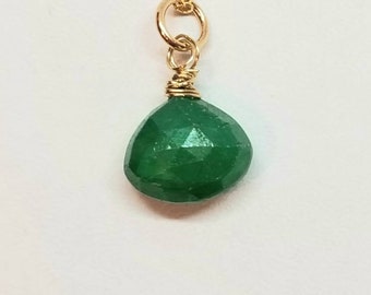 Natural Emerald Necklace in 14k Gold Fill  16 to 18 inches long , Mom Gift for May Birthstone ,  Simple Jewelry by Maggie McMane Designs