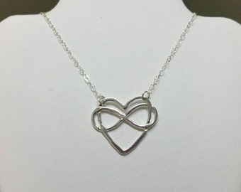 Infinity Necklace, Heart Necklace, Mothers Day Gift For Mom, Lovers Heart Pendant,  Handmade by Maggie McMane