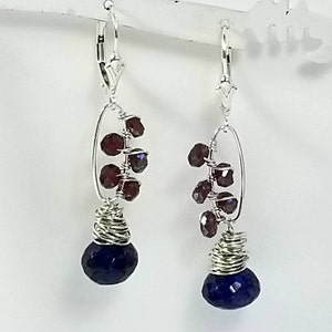 Garnet Labradorite Earrings, Spectrolite Jewelry, Sterling Silver Dangle Earrings, Her Mother's Day Gift, Gemstone Jewelry January Birthday image 4